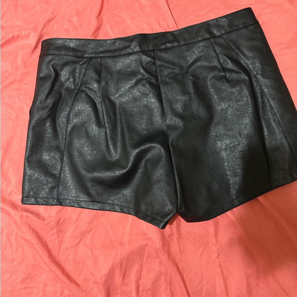 Fashion Nova Black High Waist Leather Shorts